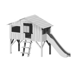 Lit enfant Cabane en bois avec escalier
