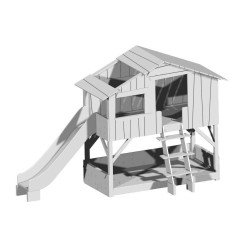 Lit enfant Cabane en bois avec escalier