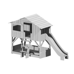 Lit enfant Cabane en bois avec escalier