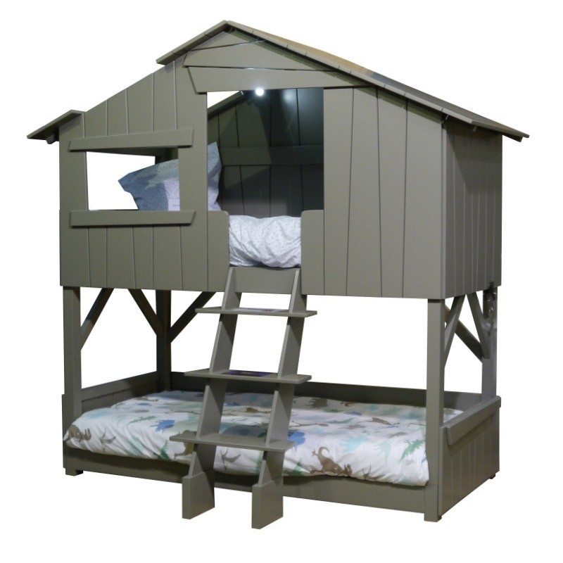 Lit enfant Cabane en bois avec escalier