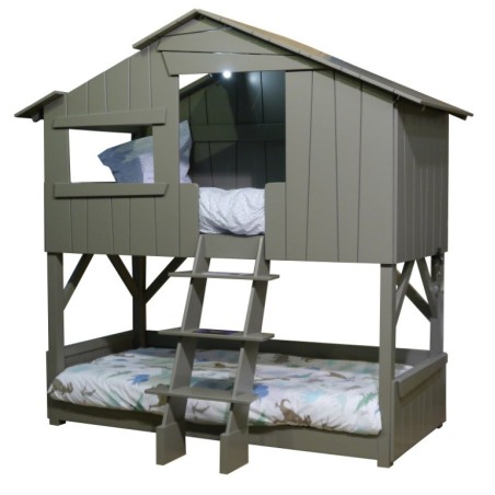 Lit enfant Cabane en bois avec escalier
