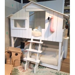 Lit enfant Cabane en bois avec escalier