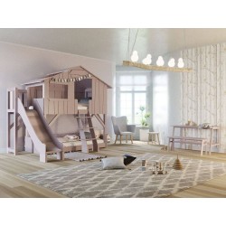 Lit enfant Cabane en bois avec escalier