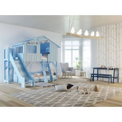 Lit enfant Cabane en bois avec escalier