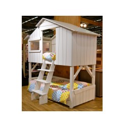 Lit enfant Cabane en bois avec escalier