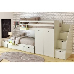 Lits superposés en forme de train en bois massif