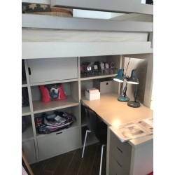 Lit mezzanine enfant avec bureau et rangements