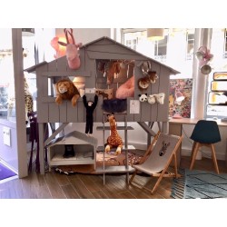 Lit enfant Cabane en bois avec escalier