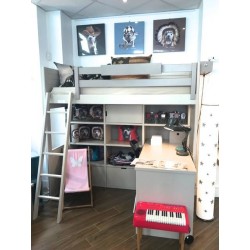 lit mezzanine avec bibliothèque