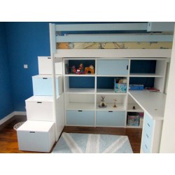 lit mezzanine avec bibliothèque