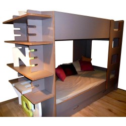 Lits superposés David avec bureau en bois pour les enfants