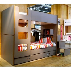 Lits superposés David avec bureau en bois pour les enfants