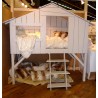 Lit enfant Cabane en bois avec escalier
