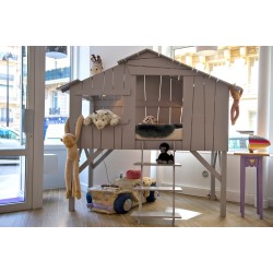 Lit enfant Cabane en bois avec escalier