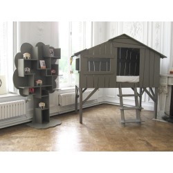 Lit enfant Cabane en bois avec escalier