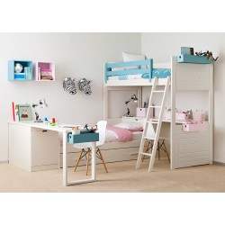Lit mezzanine enfant avec bureau et rangements