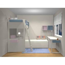 Lit mezzanine enfant avec bureau et rangements