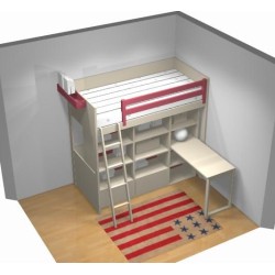 Lit mezzanine enfant avec bureau et rangements