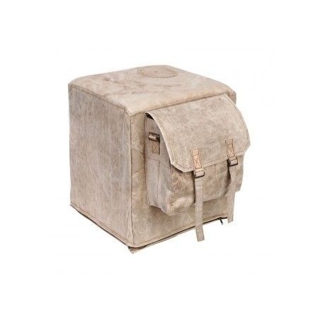 Pouf carré canvas vintage