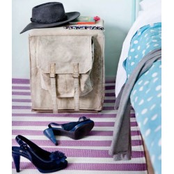 Pouf carré canvas vintage