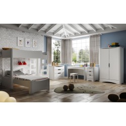 Lits superposés fusion en bois - déco chambre ado