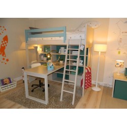 Lit mezzanine enfant avec bureau et rangements