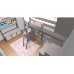 Lit mezzanine enfant avec bureau et rangements