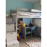 Lit mezzanine enfant avec bureau et rangements