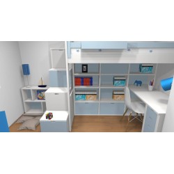 Lit mezzanine enfant avec bureau et rangements