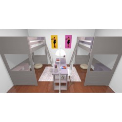 Lit mezzanine enfant avec bureau et rangements