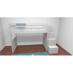 Lit mezzanine enfant avec bureau et rangements