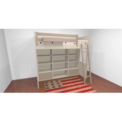 Lit mezzanine enfant avec bureau et rangements