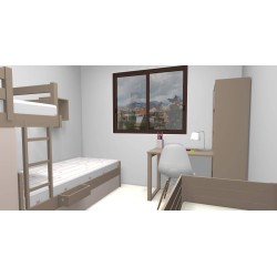 Lits superposés en forme de train en bois massif