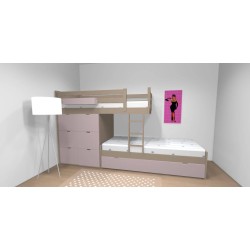 Lits superposés en forme de train en bois massif