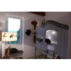 Lit enfant Cabane en bois avec escalier