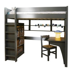 lit mezzanine enfant avec bureau intégré en bois