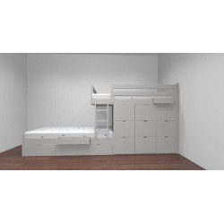 Lits superposés en forme de train en bois massif