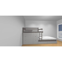 Lits superposés en forme de train en bois massif