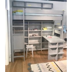 lit mezzanine enfant avec bureau intégré en bois