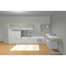 Lits superposés en forme de train en bois massif