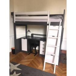 Lit mezzanine enfant avec bureau et rangements