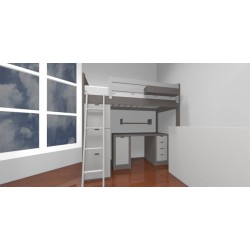 Lit mezzanine enfant avec bureau et rangements